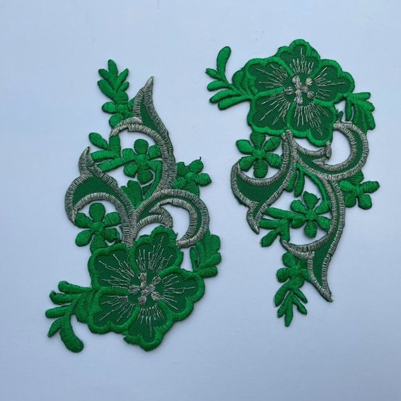 Embroidery Patches for Clothes Jacket Jeans Iron On Flower Patches set of 2 - Picture 4 of 8